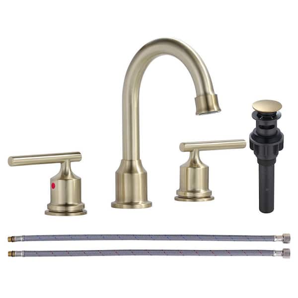 ARCORA 8 in. Widespread Double-Handle Bathroom Faucet in Gold