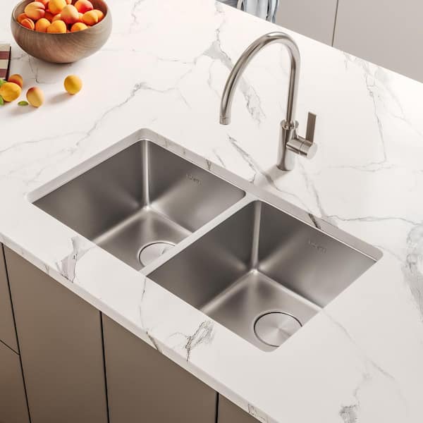 Modena 31 in. Undermount 50/50 Double Bowl 16-Gauge Stainless Steel Kitchen Sink with Gently Rounded Corners