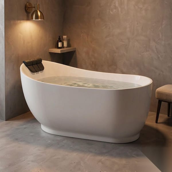 59 in. x 29.5 in. Right Drain Brushed Nickel Freestanding Whirlpool Bathtub Hydrotherapy Lighted Bath-16 Jets in White