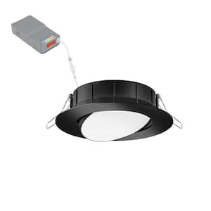 WF4 ADJ 4 in. Selectable Color Temperature New Construction or Remodel Matte Black Recessed Integrated LED Gimbal Kit