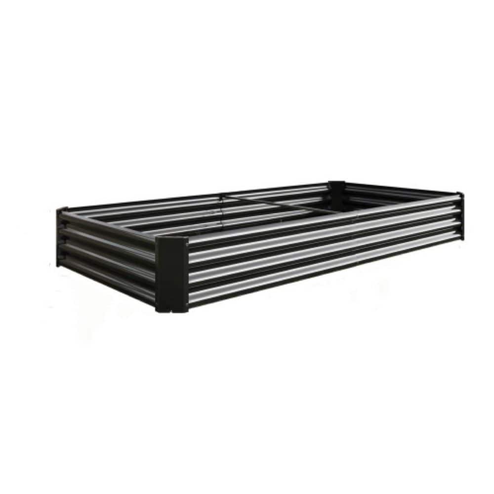 ポップ 91.34 in. x 44.69 in. x 11.81 in. Black Metal Raised Garden