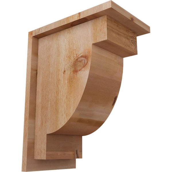 Ekena Millwork 8 in. x 12 in. x 16 in. Western Red Cedar Del Alpine Rough Sawn Corbel with Backplate