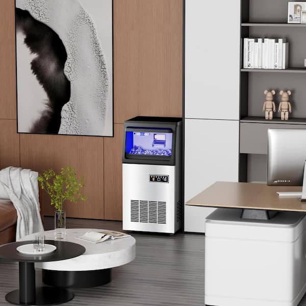 AMADVI 14 in. 80 lb. Commercial Freestanding /Built-In Nugget Ice