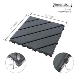 12 in. x 12 in. Gray Square Waterproof Plastic Interlocking Deck Tiles for Poolside Balcony Backyard (Set of 44 Tiles)