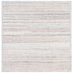 Abstract Red/Ivory 6 ft. x 6 ft. Parallel Marle Square Area Rug
