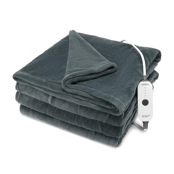 Electric Throw Nordic Premium Mega Size Heated Blanket Dark Shadow Color 96 in.x 60 in