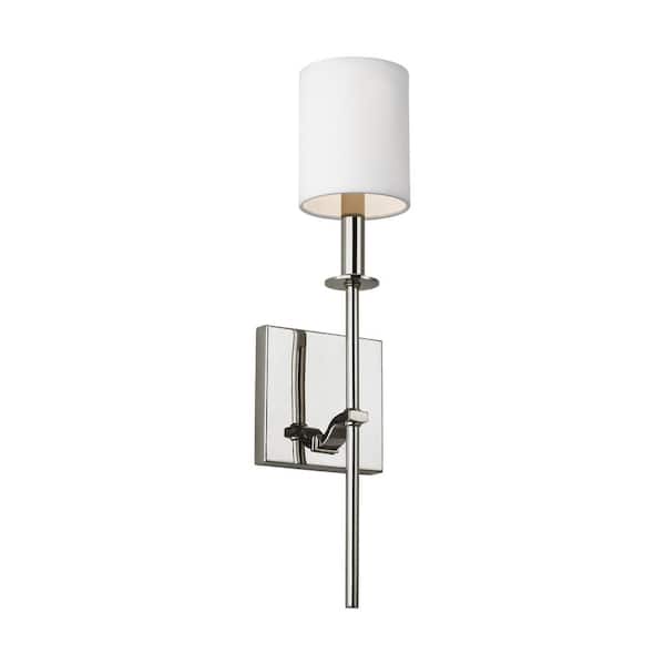 Generation Lighting Hewitt 5 in. 1-Light Polished Nickel Vanity Light with White Parchment Glass Shades