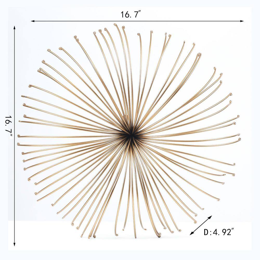 Gold Abstract Flower Metal Wall Sculpture