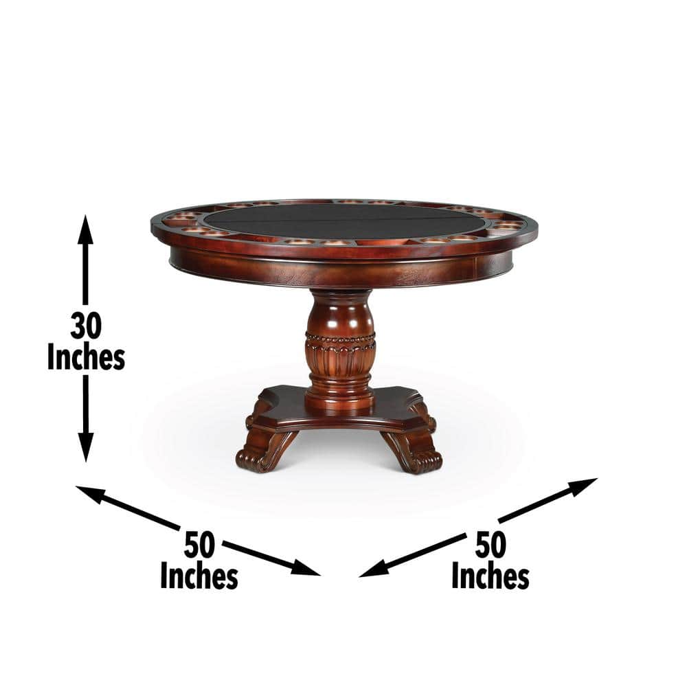 Tournament Cherry Finish Round Wood Poker Game Table