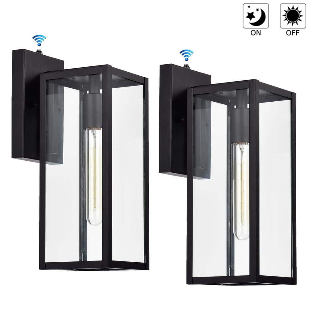 14.5 in. Black Dusk to Dawn Outdoor Hardwired Wall Lantern Scone with No Bulbs Included(2 pack) price history on PriceWatchPro