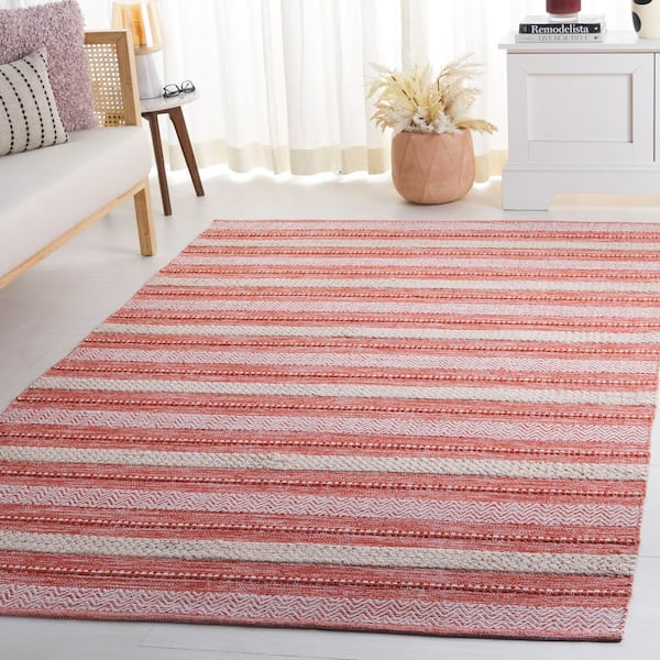 Montauk 8 ft. x 10 ft. Orange/Ivory Modern Striped Area Rug