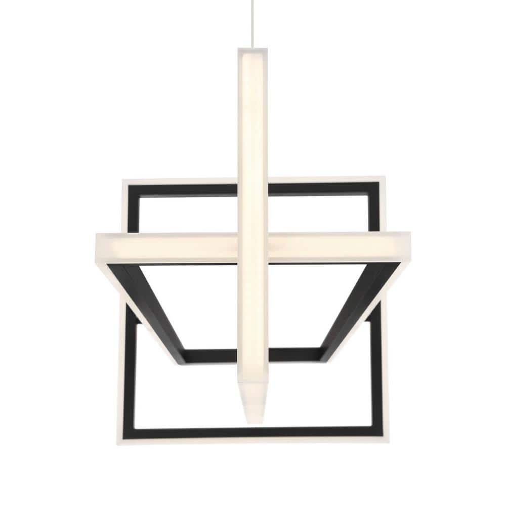 Matte Black Geometric LED Chandelier with Acrylic Frame