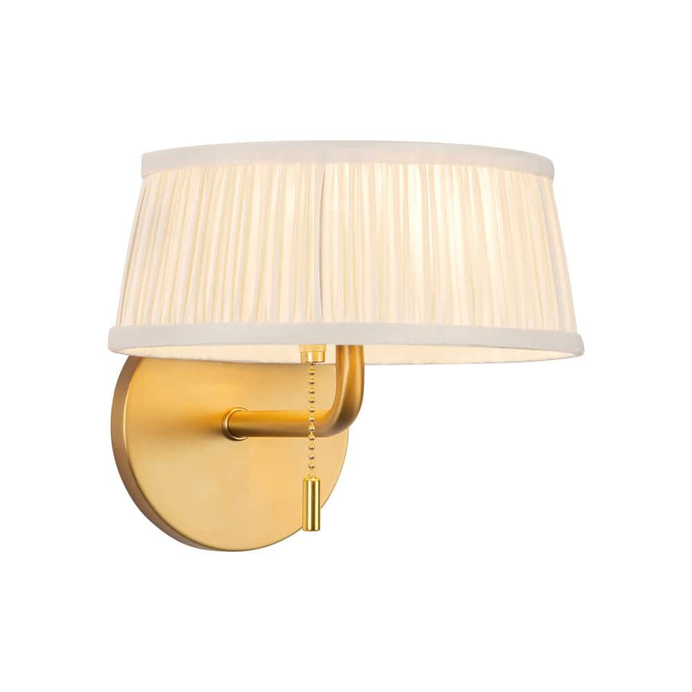 Scout 7-in Brushed Gold Wall/Vanity Light with Pleated White Linen Shade price history on PriceWatchPro