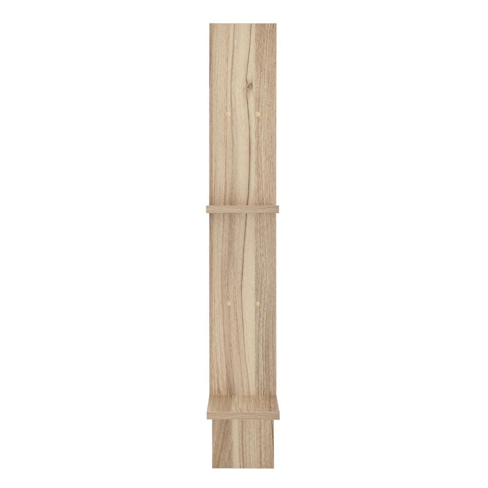 Chestnut Wood Floating Cantilever Cubby Wall Shelf