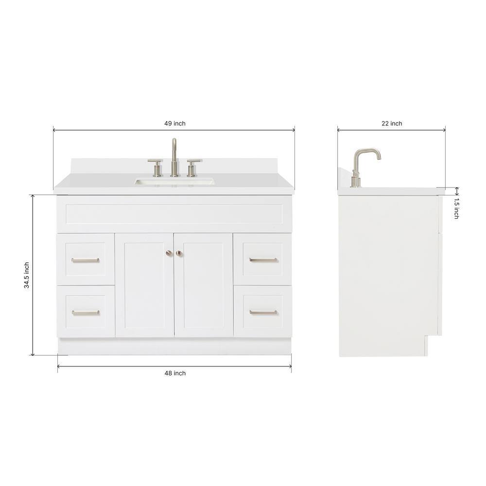 White 49" Freestanding Single Basin Vanity with Quartz Top