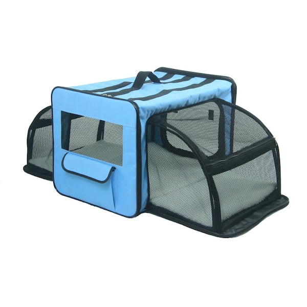 Pet Life Airline Approved Aero-Zoom Lightweight Wire Framed Collapsible Pet  Carrier Blue-M