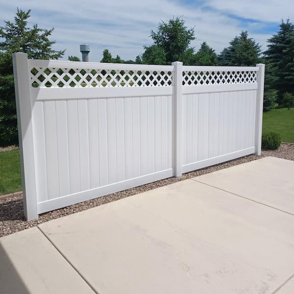 Weatherables Glenshire 6 ft. x 8 ft. White Vinyl Lattice Top Fence Panel Kit