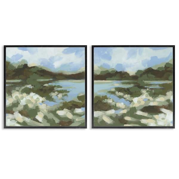 Stupell Industries Vivid Impressionist Landscape by June Erica Vess 2 Pieces Black Framed Nature Giclee Art Print 17 in. x 17 in.