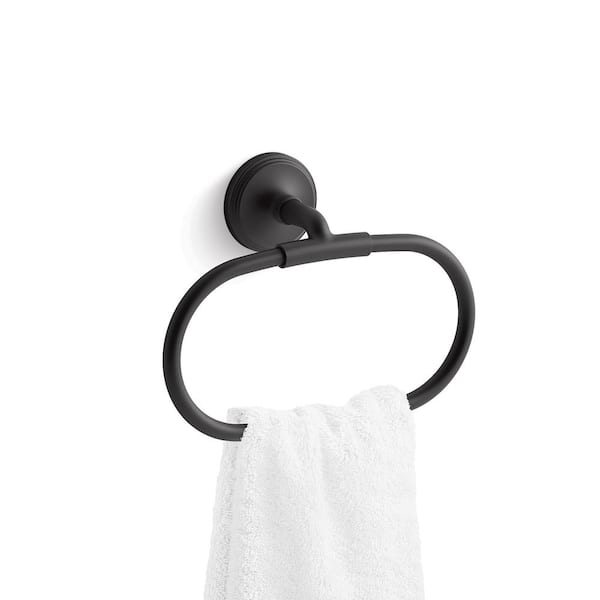 Paces Wall Mounted Towel Ring in Matte Black