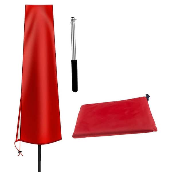 Red Patio Umbrella Cover for 6 ft to 9 ft Outdoor Table Umbrella