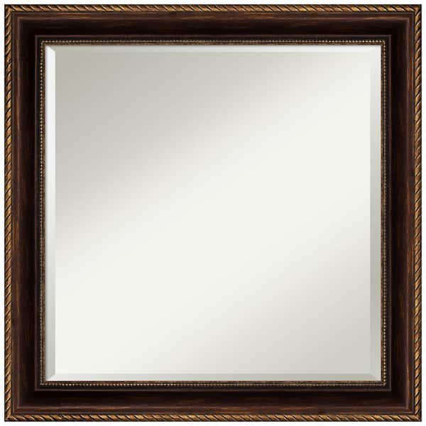 Amanti Art Corded Bronze 24 in. W x 24 in. H Framed Beveled Wall Mirror in Bronze