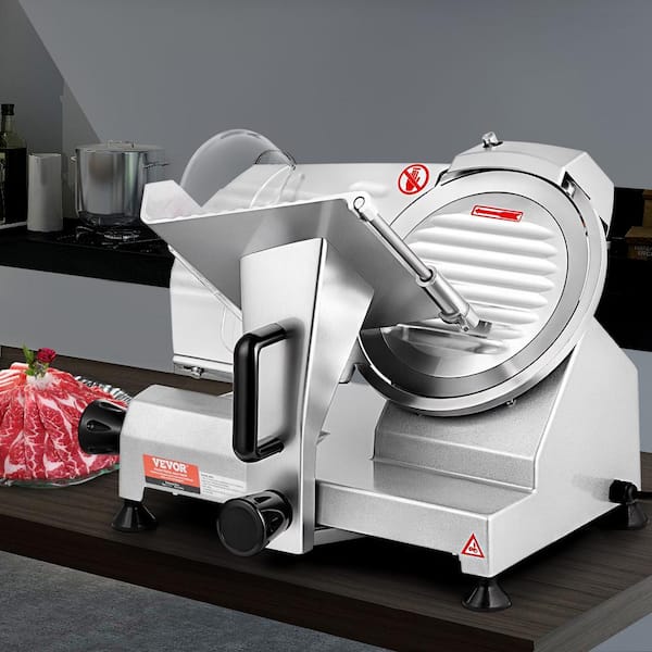 Commercial Meat Slicer 200 Watt Electric Deli Food Slicer 350 to 400 RPM with 8 in. Carbon Steel Blade Silver