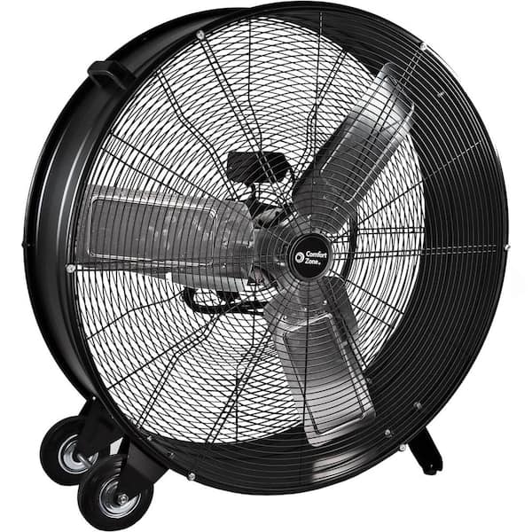 30 in. 2 Speed High-Velocity Direct-Drive Industrial Drum Fan, Balanced Aluminum Blades, Black