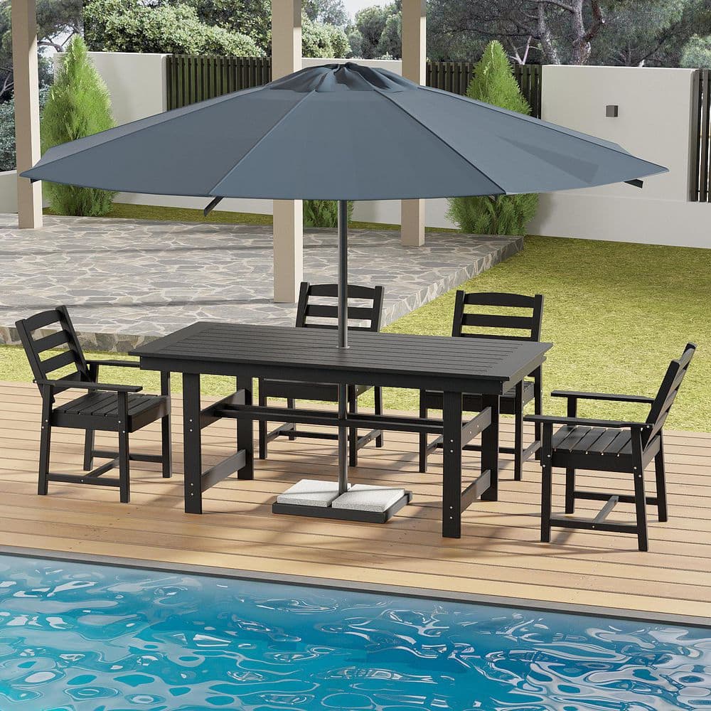 6-Piece HDPE Patio Dining Chairs, Heavy Duty Wood-Like Outdoor Dining Chairs with Arm for Garden, Deck, Lawn, Black price history on PriceWatchPro