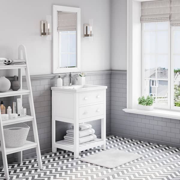 VIOLA 24 in. W Bath Vanity in Pure White with Ceramic Vanity Top in White with Integrated White Basin