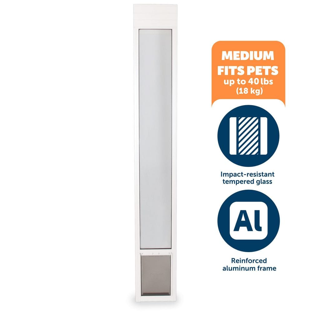 petsafe freedom dog and cat aluminum patio panel - medium - white: door mounted, weather-resistant, adjustable