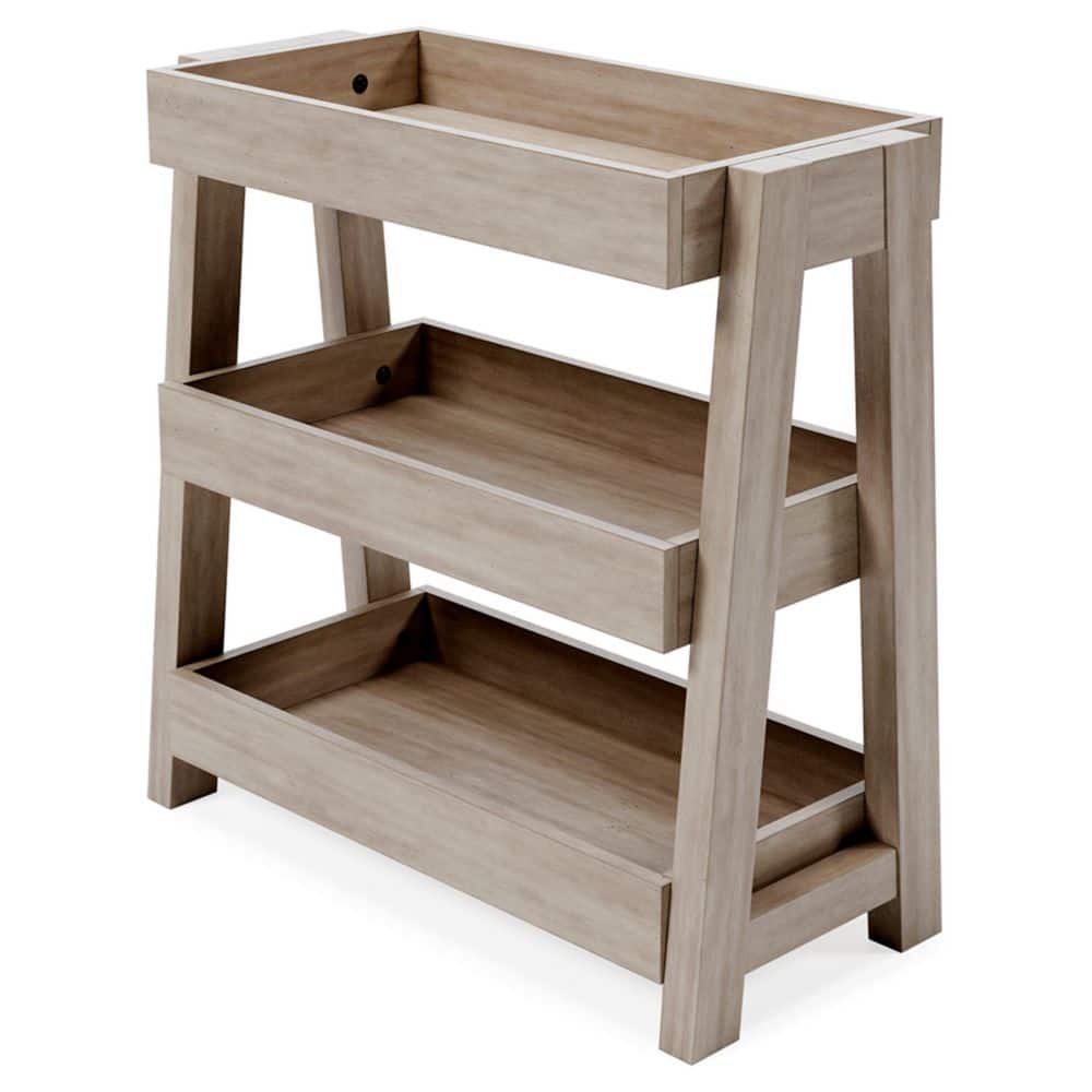 Blariden Light Beige Wood Rectangular Shelf Accent Table