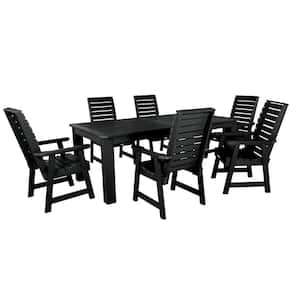 Weatherly Black 7-Piece Recycled Plastic Rectangular Outdoor Dining Set