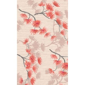 Coral Summer Blossom Print Non-Woven Paste the Wall Textured Wallpaper 57 sq. ft.