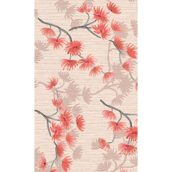 Walls Republic Coral Summer Blossom Print Non-Woven Paste the Wall Textured Wallpaper 57 sq. ft.