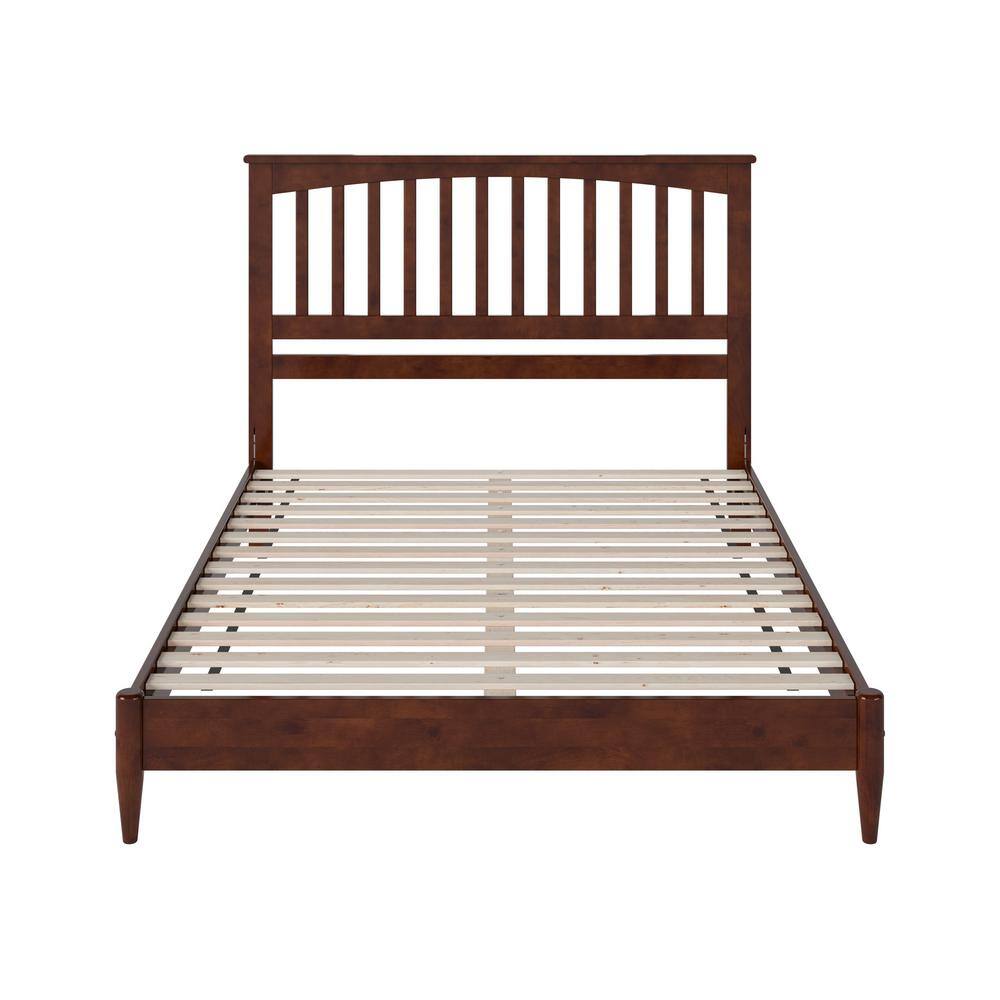 Becket Queen Walnut Wood Low Profile Platform Bed with Slats