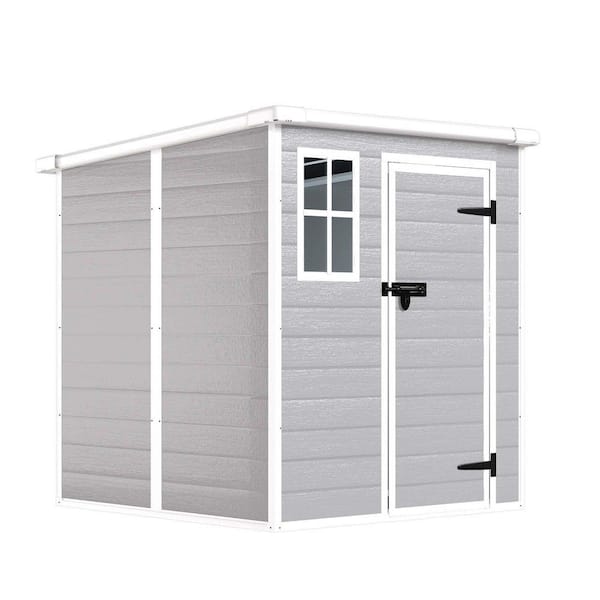 6 ft. W x 6 ft. D Gray Resin Shed with Floor and Window and Lockable Doors and Vents (36 sq. ft. )