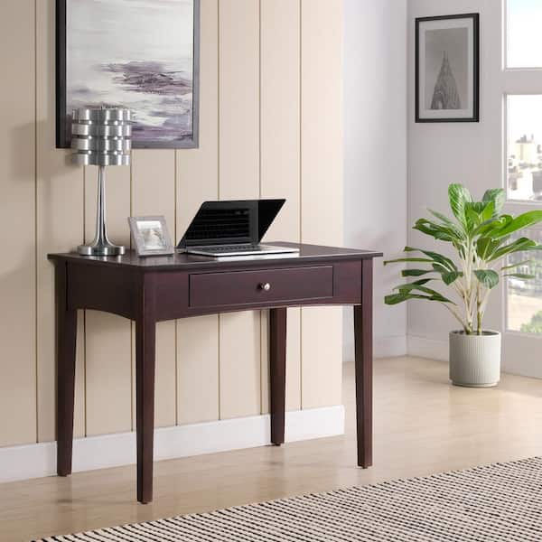 Shaker Cottage 40 in. Espresso Desk, Transitional Home Office Writing Desk with Pull-Out Keyboard Tray
