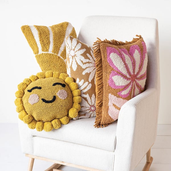 Storied Home Yellow, Black & Pink Polyester 12 in. x 12 in Storied Home Yellow, Black & Pink Polyester 12 in. x 12 in
