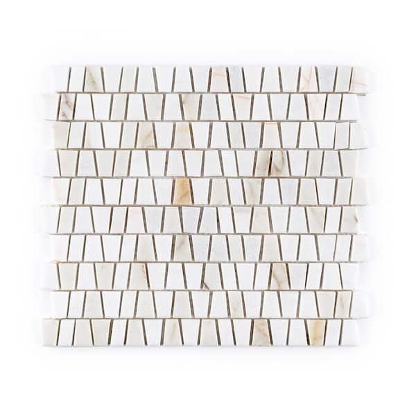 Jeffrey Court Trapezium White 10.625 in. x 12 in. Polished Calacatta Thassos/Dolomite/Marble Wall/Floor Mosaic (8.85 sq. ft./Case)