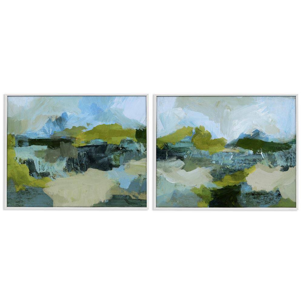 Abstraction with Green Details by Victoria Barnes 2-Pieces White Framed Abstract Giclee Art Print 11 in. x 14 in. price history on PriceWatchPro
