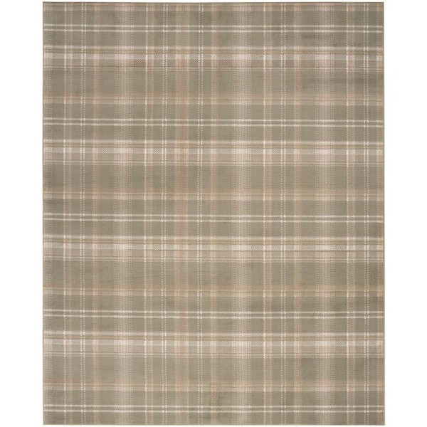 Grafix Olive 7 ft. x 10 ft. Plaid Contemporary Area Rug