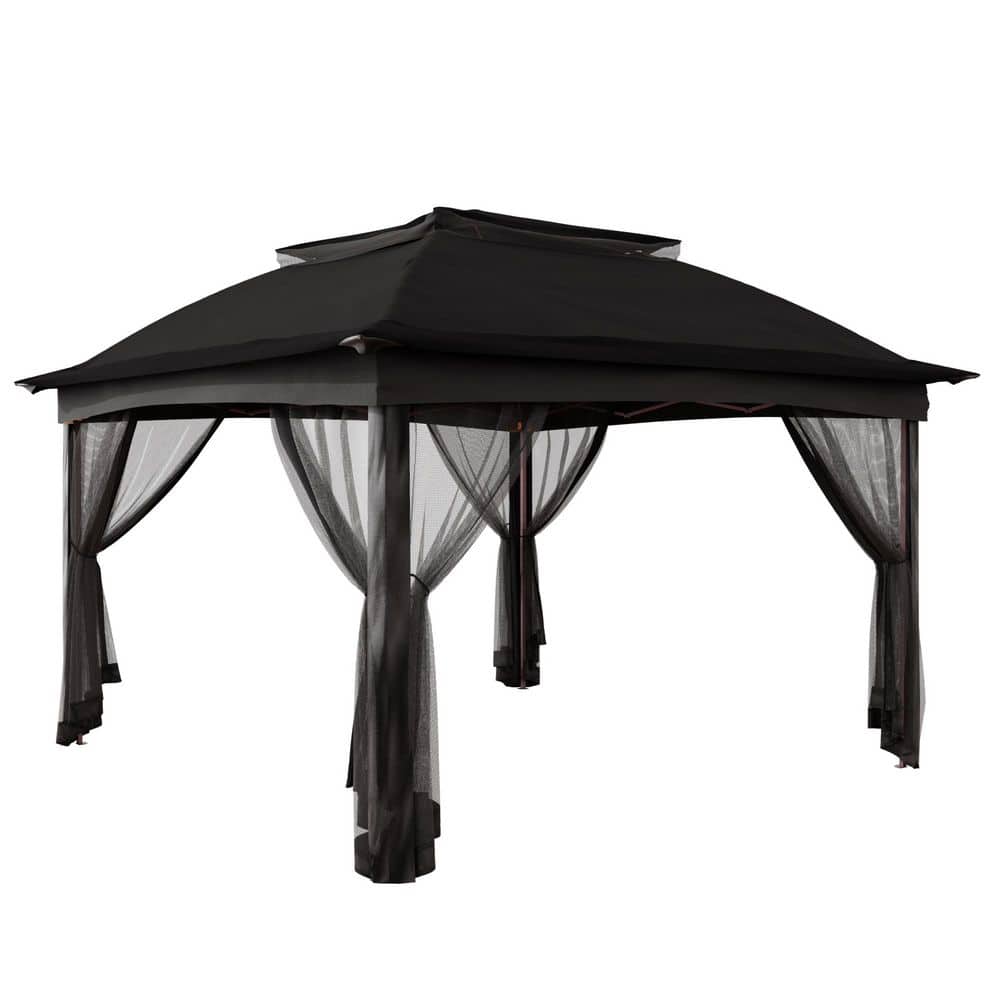 11 ft. x 11 ft. Black Pop-Up Canopy Patio Tent with Steel Frame and Mosquito Netting price history on PriceWatchPro