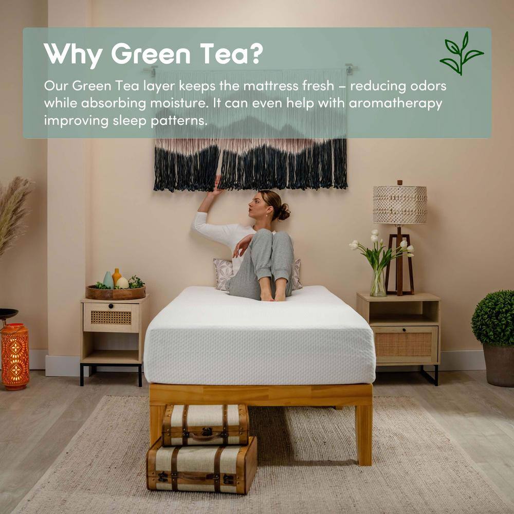 Twin 8-Inch Green Tea Gel Memory Foam Mattress