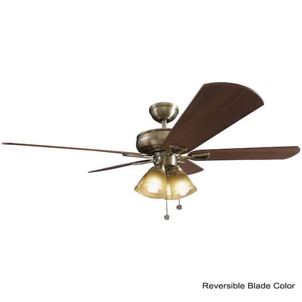 Hampton Bay Lyndhurst 52 In Led Antique Brass Ceiling Fan With Light Kit And Remote Control 19980 Led Antique Brass Ceiling Fan, Antique Brass Ceiling Fans With Light And Remote
