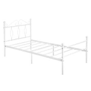 Dandy White Metal Frame Twin Size Platform Bed