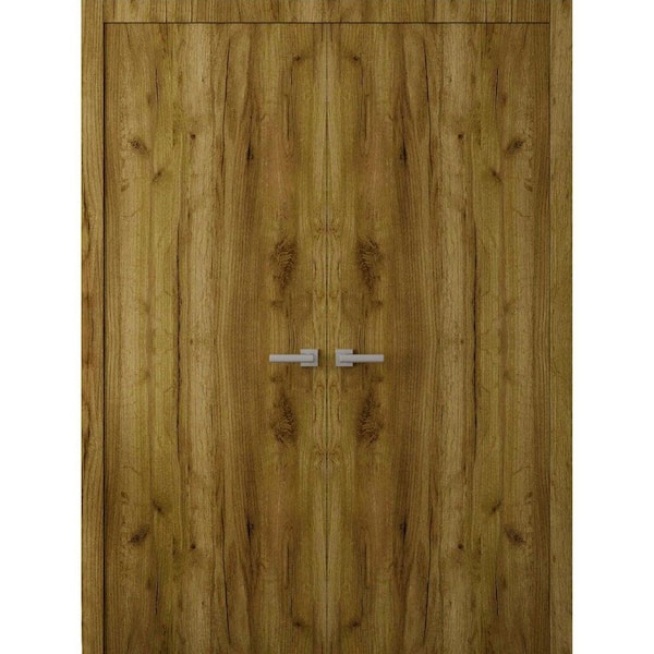 3011 72 in. x 84 in. Sold Core Antique Oak Color Wood Interior Door Kit with Quick Assemble Jamb
