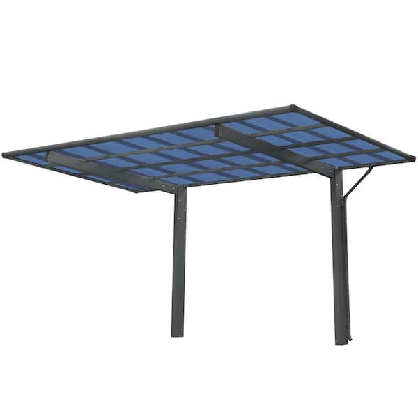 17.44 ft. x 9 ft. x 11 ft. Outdoor Single Aluminum Carport with Polycarbonate Roof in Charcoal