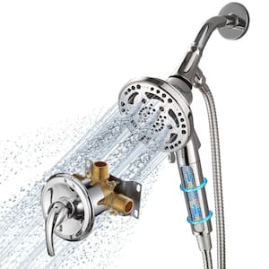 Filtered Single Handle 7-Spray Patterns Shower Faucet 1.8 GPM with Adjustable Stream in Chrome (Valve Included)