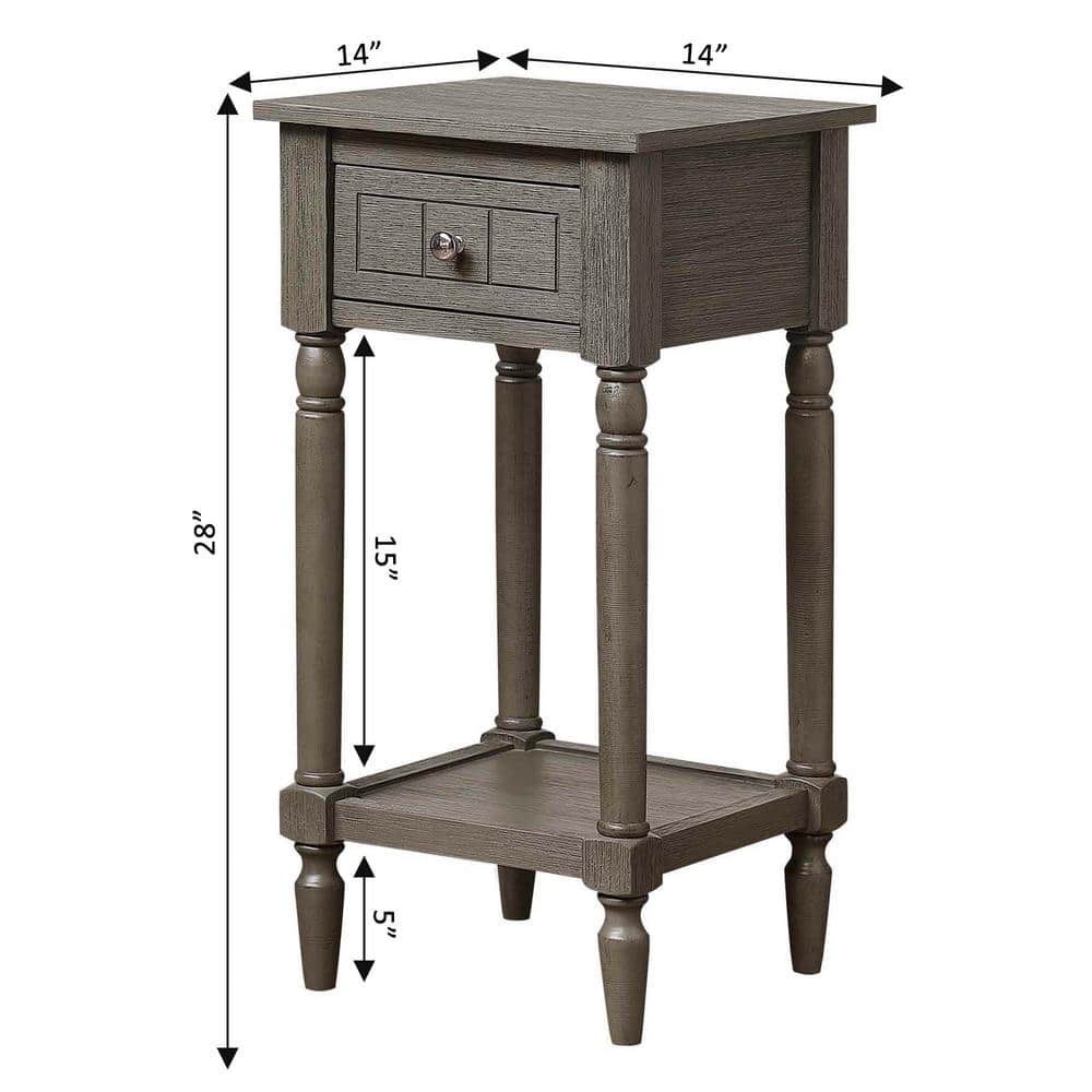 Dark Gray Wirebrush French Country Accent Table with Storage