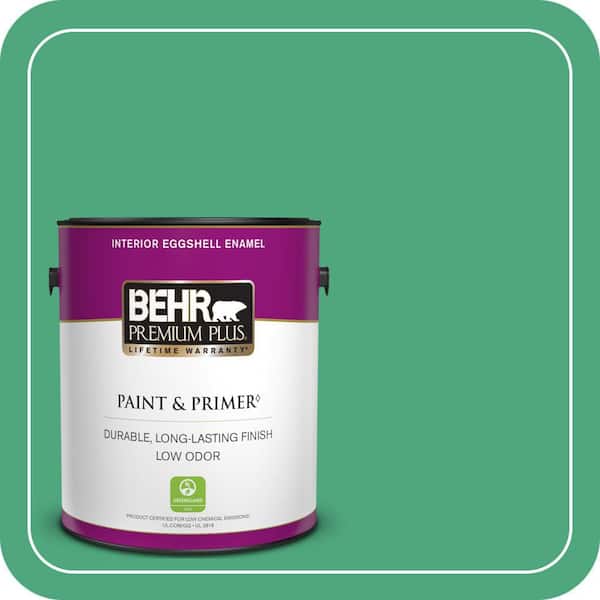 BEHR PREMIUM PLUS 1 gal. #P420-5 Shamrock Green Eggshell Enamel Low Odor Interior Paint & Primer